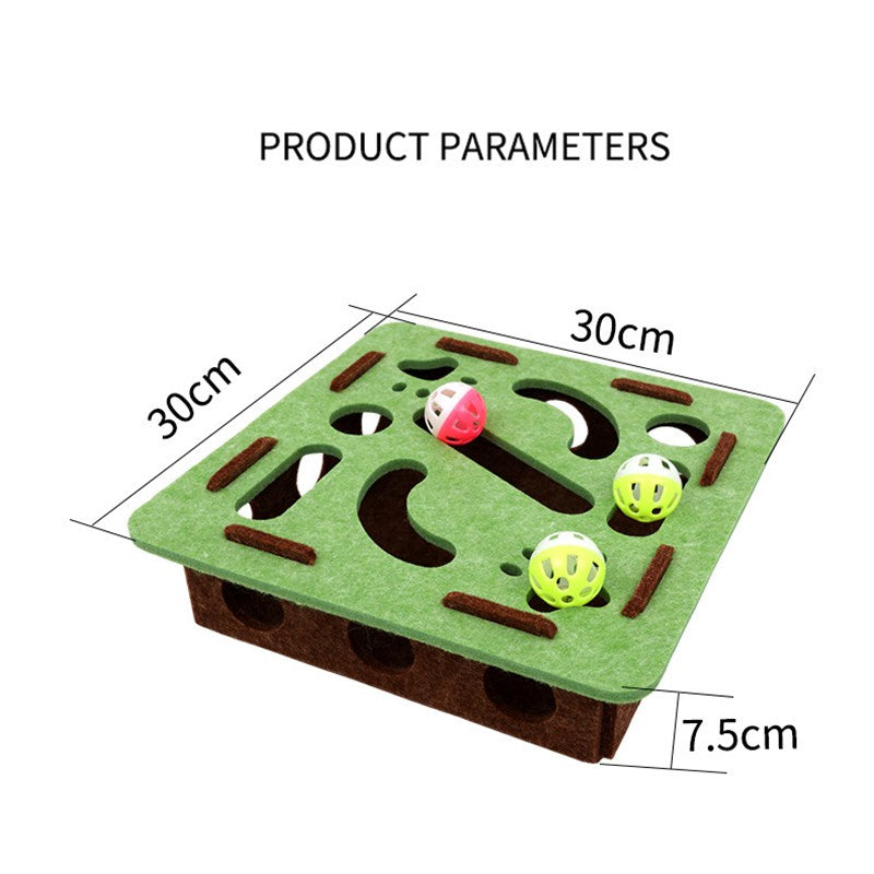 Quebra-cabeça labirinto caixa de feltro com sino e bola- Leleo Pets