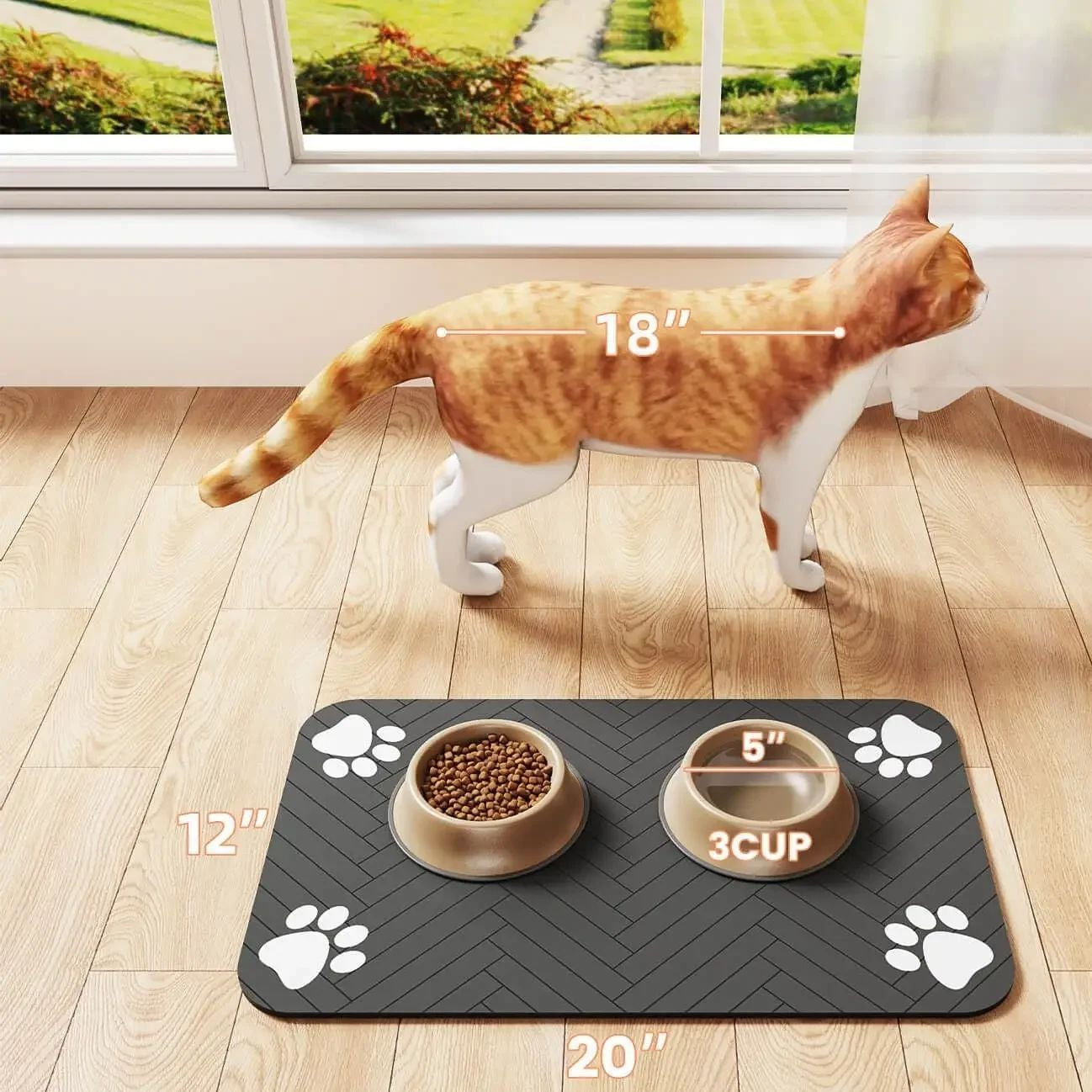 Tapete suporte de borracha de absorção para não espalhar alimentos e água - Leleo Pets