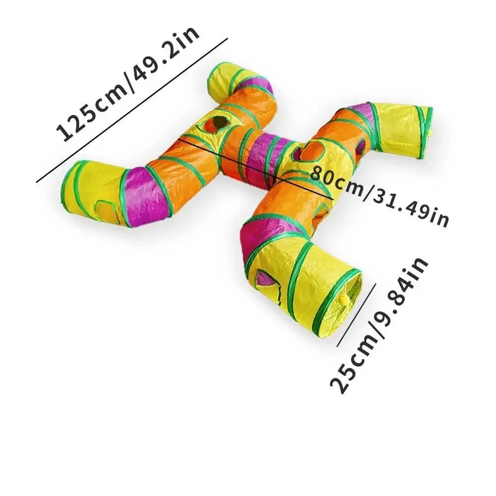 Brinquedo três maneiras de jogar - túnel cubos desmontáveis - Leleo Pets