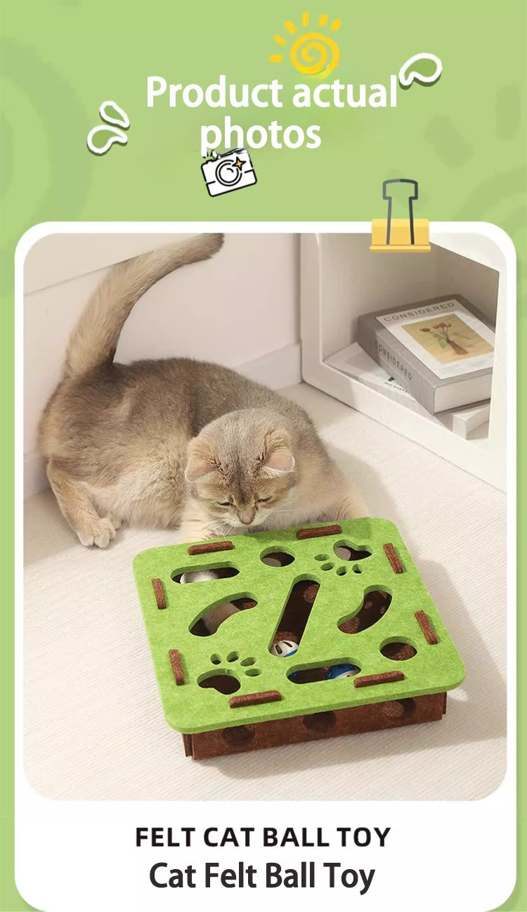 Quebra-cabeça labirinto caixa de feltro com bolas - Leleo Pets