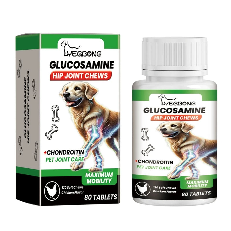 80 Comprimidos para articulações de cães com glucosamina auxílio da cartilagem Leleo Pets