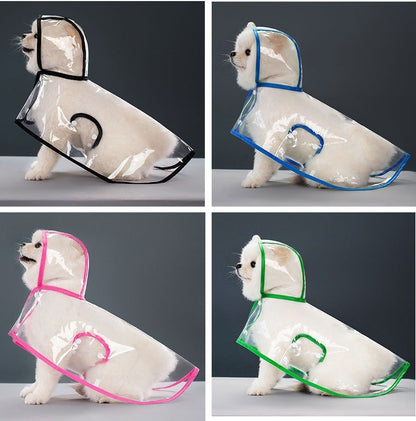 Capa de chuva impermeável transparente com touca para diversos tamanhos - Leleo Pets