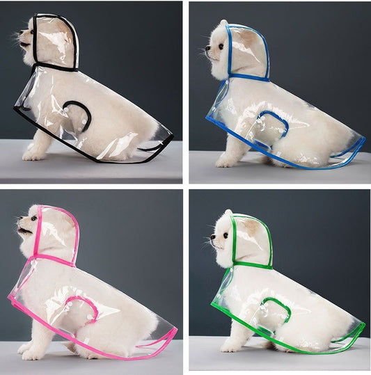 Capa de chuva impermeável transparente com touca para diversos tamanhos - Leleo Pets