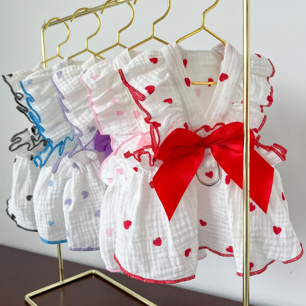 Vestidinho com laçinho e bem detalhado premium promocional - Leleo Pets