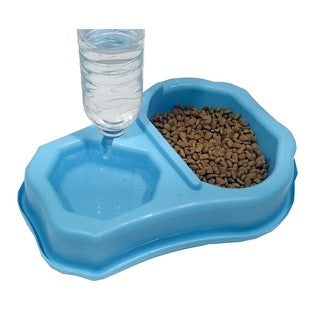 Comedouro e bebedouro duplo para pet com suporte para garrafa com sistema inteli