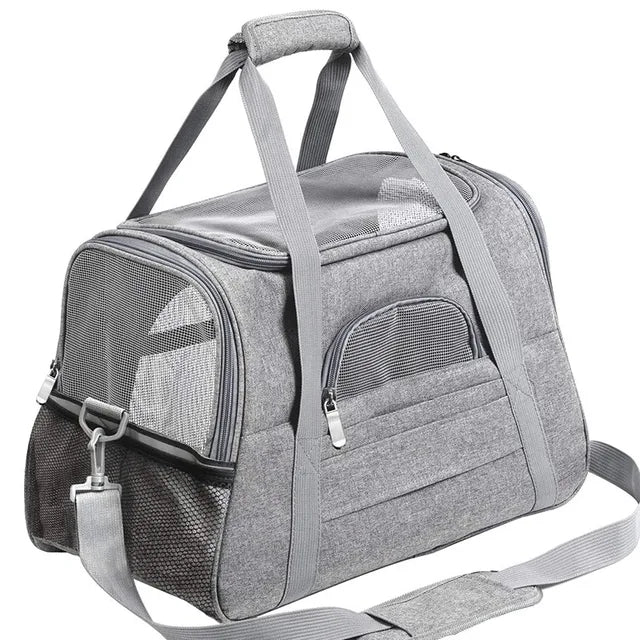 Mochila transportadora Mala gato Tapete Fofo respirável Muitos Bolsos Leleo Pets