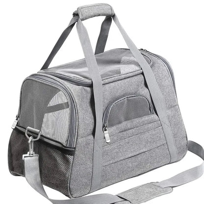 Mochila transportadora Mala gato Tapete Fofo respirável Muitos Bolsos Leleo Pets