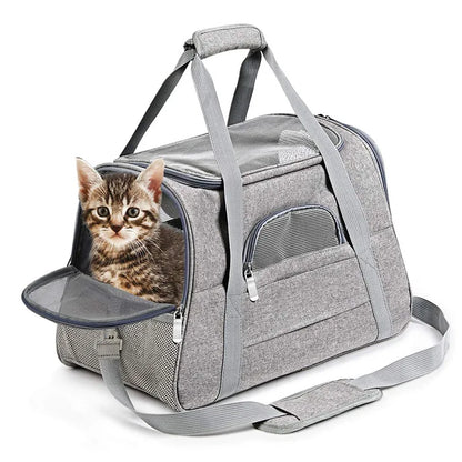 Mochila transportadora Mala gato Tapete Fofo respirável Muitos Bolsos Leleo Pets