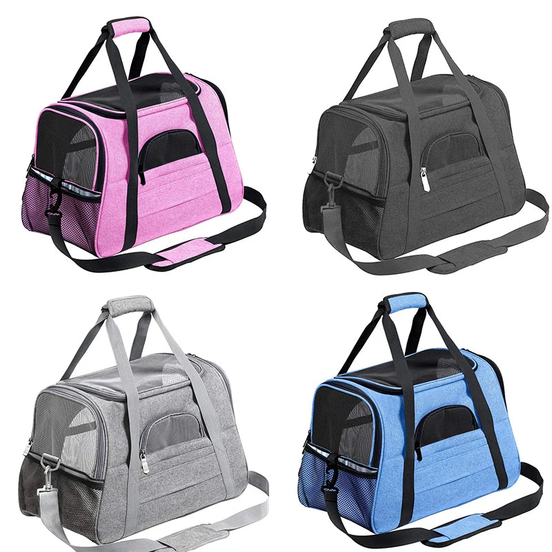 Mochila transportadora Mala gato Tapete Fofo respirável Muitos Bolsos Leleo Pets
