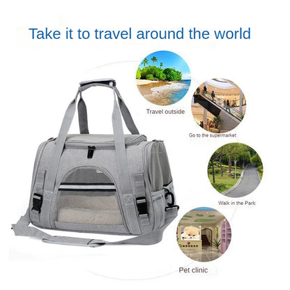 Mochila transportadora Mala gato Tapete Fofo respirável Muitos Bolsos Leleo Pets
