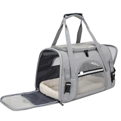 Mochila transportadora Mala gato Tapete Fofo respirável Muitos Bolsos Leleo Pets