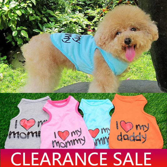 Camiseta com estampa de " Eu amo minha mamãe" para cachorros pequenos, respirável e fofo Leleo Pets