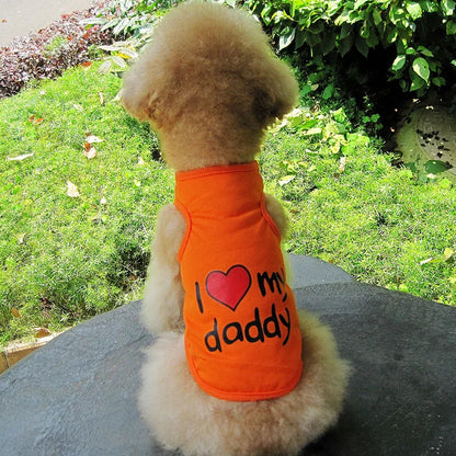 Camiseta com estampa de " Eu amo minha mamãe" para cachorros pequenos, respirável e fofo Leleo Pets