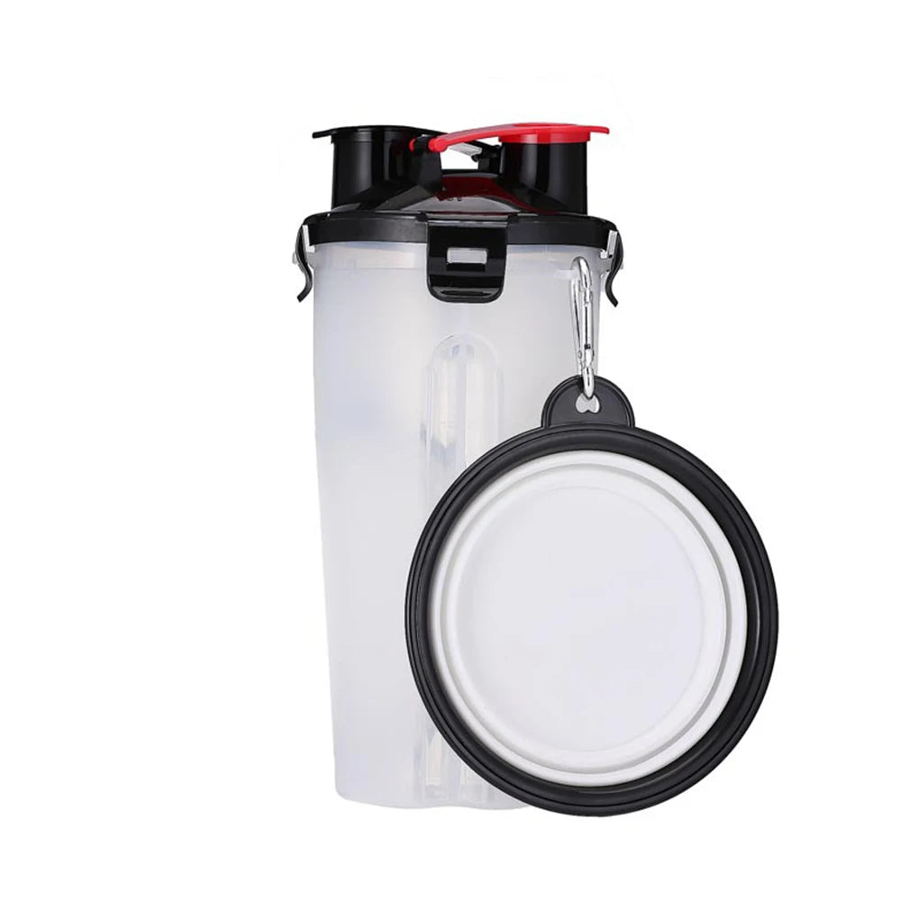 Copo de água de câmara dupla para Pet, Food Purpose, garrafa portátil, beber ao ar livre, alimentador de lanches Leleo Pets