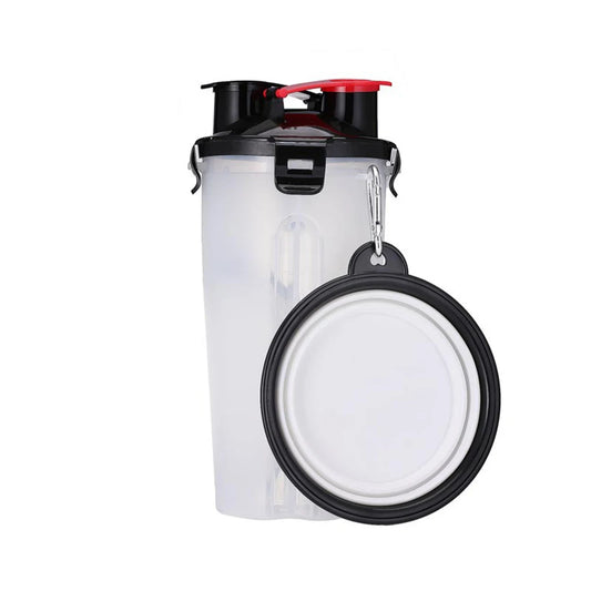 Copo de água de câmara dupla para Pet, Food Purpose, garrafa portátil, beber ao ar livre, alimentador de lanches Leleo Pets