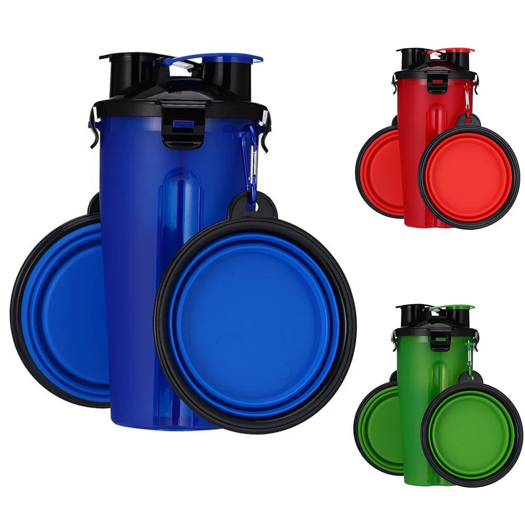 Copo de água de câmara dupla para Pet, Food Purpose, garrafa portátil, beber ao ar livre, alimentador de lanches Leleo Pets