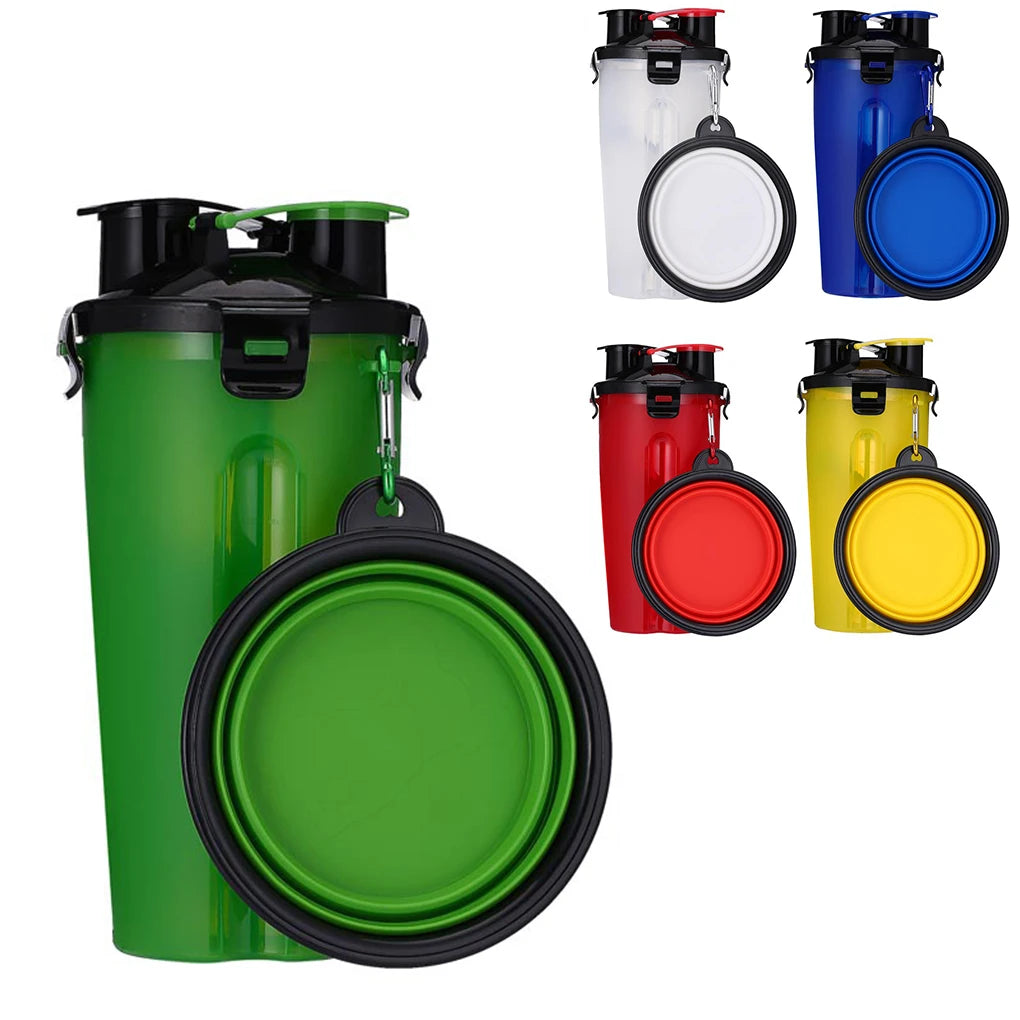 Copo de água de câmara dupla para Pet, Food Purpose, garrafa portátil, beber ao ar livre, alimentador de lanches Leleo Pets