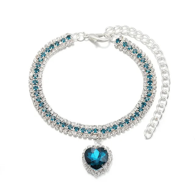 Colar Diamante coração de pura elegância para seu gatinho(a) Leleo Pets