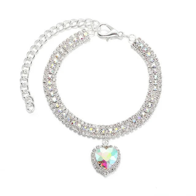 Colar Diamante coração de pura elegância para seu gatinho(a) Leleo Pets