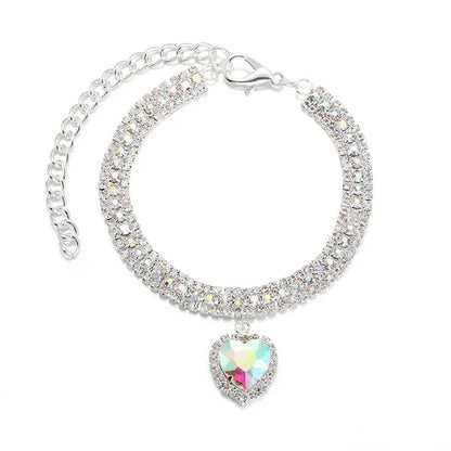 Colar Diamante coração de pura elegância para seu gatinho(a) Leleo Pets