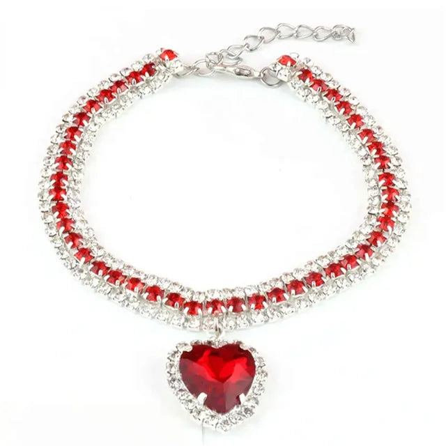 Colar Diamante coração de pura elegância para seu gatinho(a) Leleo Pets