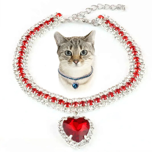 Colar Diamante coração de pura elegância para seu gatinho(a) Leleo Pets