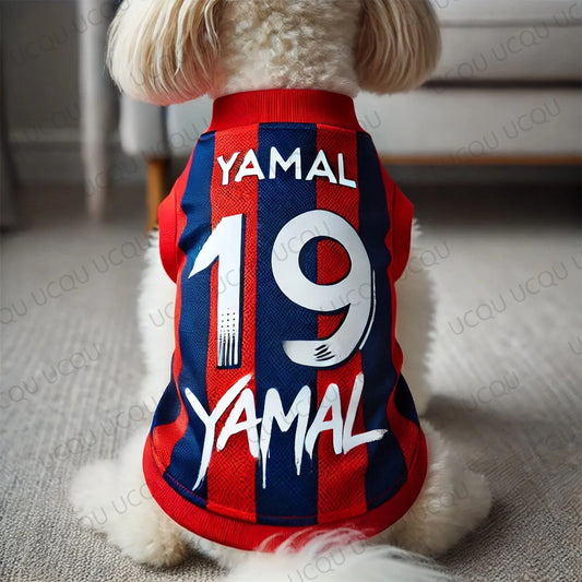 Camiseta Yamal 19 Barcelona futebol Leleo Pets