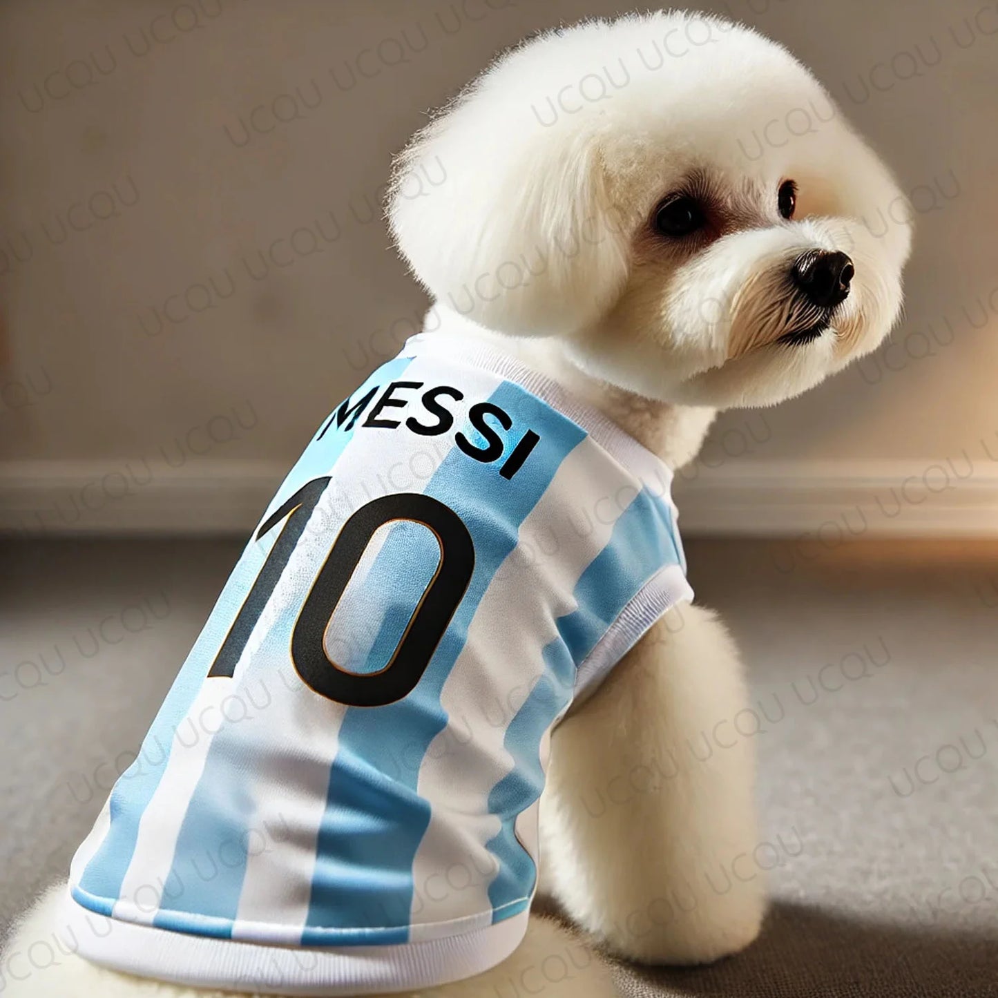 Roupinha Messi 10 camiseta de futebol respirável para cães pequenos e gatos Leleo Pets