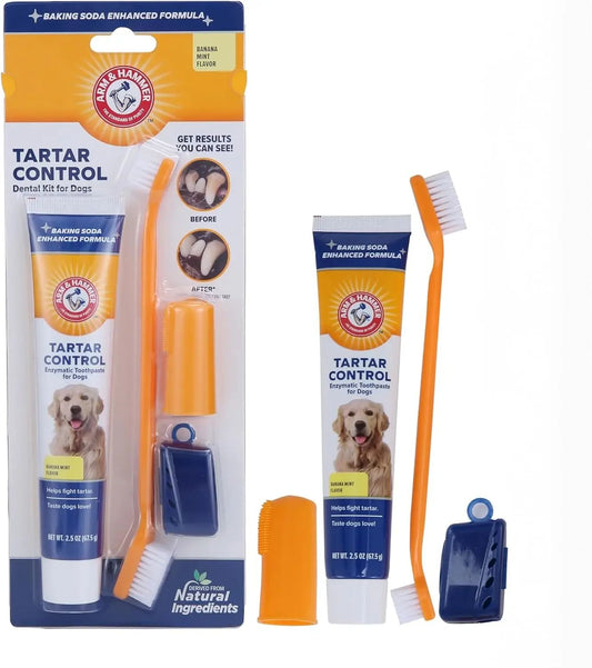 Kit de limpeza de dentes com pasta anti-tártaro + escova + protetor - Leleo Pets