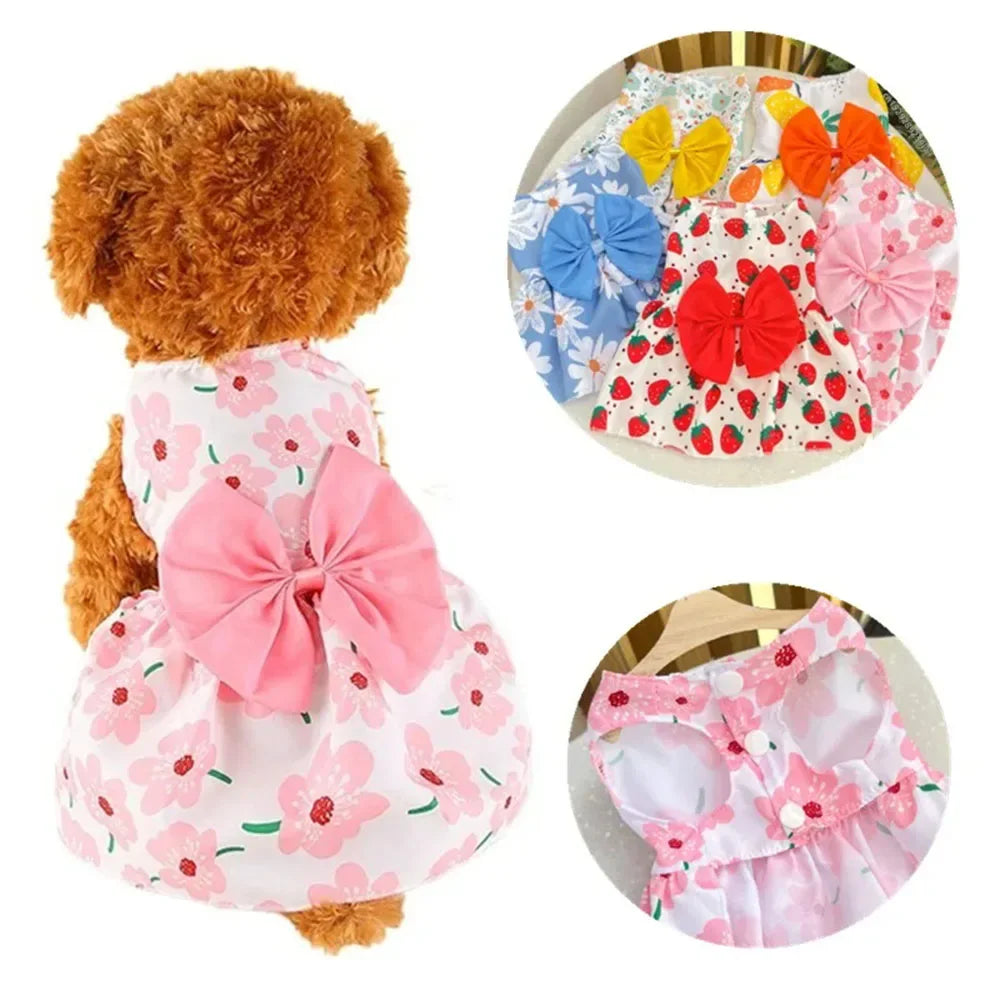 vestido fofinho de flor com lacinho para sua amiguinha Leleo Pets