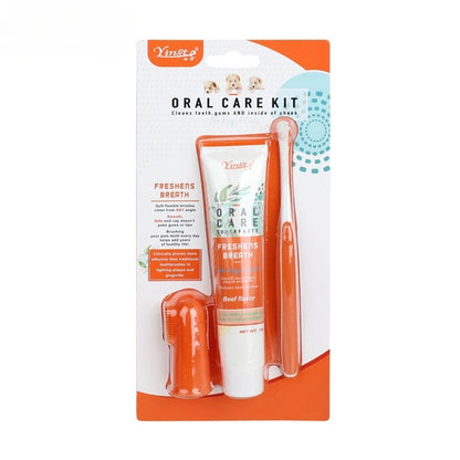 Conjunto de escova de dentes universal com pasta de dente  Kit de ferramentas de limpeza para reduzir o acúmulo de placa bacteriana e tártaro Leleo Pets