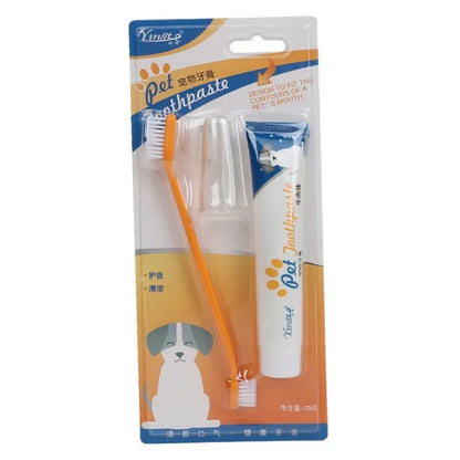 Conjunto de escova de dentes universal com pasta de dente  Kit de ferramentas de limpeza para reduzir o acúmulo de placa bacteriana e tártaro Leleo Pets