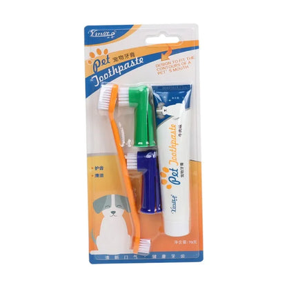 Conjunto de escova de dentes universal com pasta de dente  Kit de ferramentas de limpeza para reduzir o acúmulo de placa bacteriana e tártaro Leleo Pets