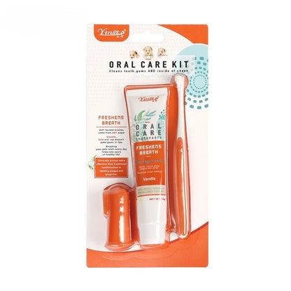 Conjunto de escova de dentes universal com pasta de dente  Kit de ferramentas de limpeza para reduzir o acúmulo de placa bacteriana e tártaro Leleo Pets