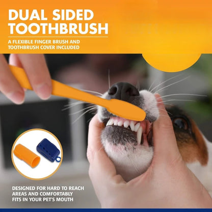 Conjunto de escova de dentes universal com pasta de dente  Kit de ferramentas de limpeza para reduzir o acúmulo de placa bacteriana e tártaro Leleo Pets