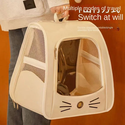 Mochila transportadora Gato com portinha respirável Leleo Pets
