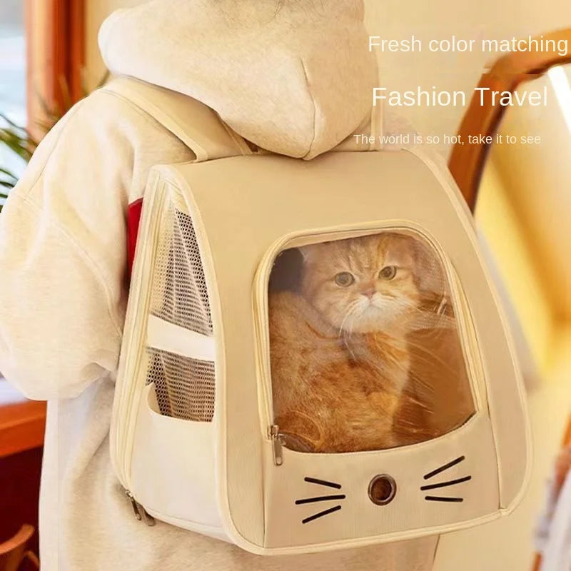 Mochila transportadora Gato com portinha respirável Leleo Pets