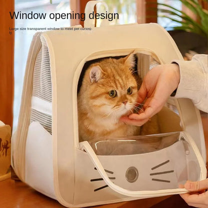 Mochila transportadora Gato com portinha respirável Leleo Pets