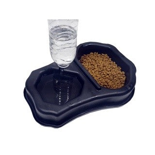 Comedouro e bebedouro duplo para pet com suporte para garrafa com sistema inteli